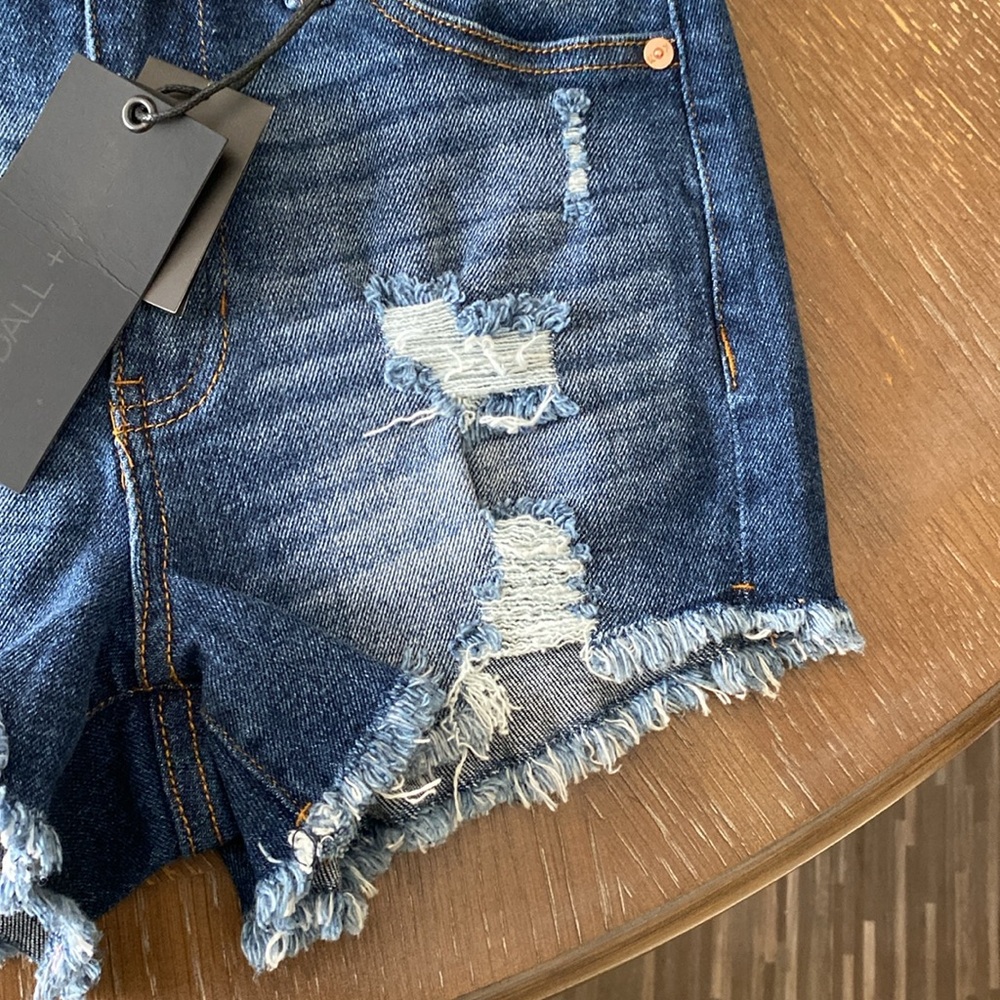 KENDAL & KYLIE The drifter high rise Distress Dark Wash Women’s Shorts SIZE 1/25 - Picture 9 of 11